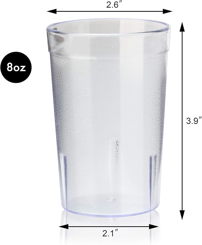 New Star Foodservice Restaurant-Grade Polycarbonate Beverage Tumblers, 8 oz, Clear, Set of 12