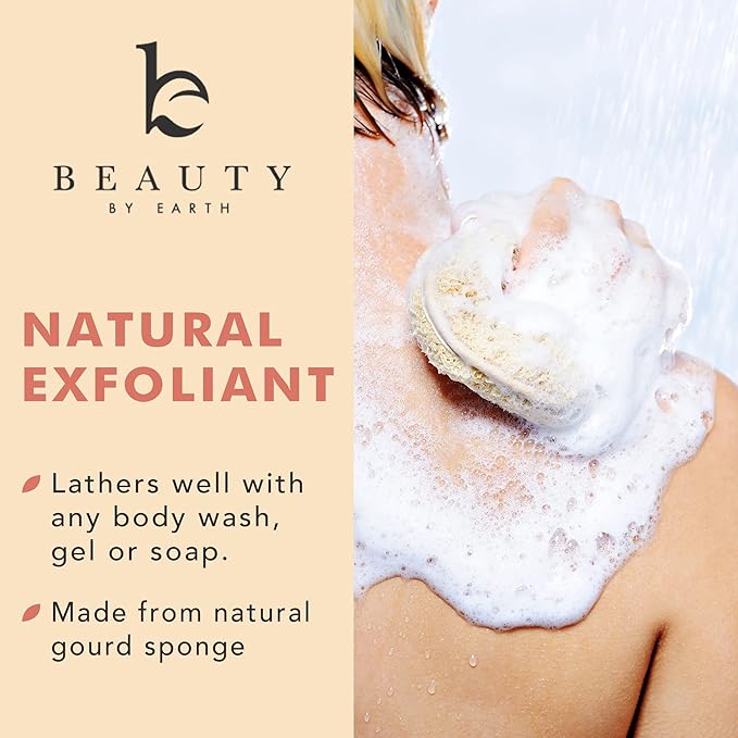 Exfoliating Loofah Sponge Body Scrubber - Pack of 2 Natural Loofah Sponges, Shower Body Exfoliator Scrubbing Pads for Removing Dead Skin