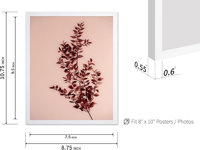 Monem Art Dried Red Botanical Branch Print - Minimalist Boho Nature Poster - Wall Decor for Living Room, Bedroom or Office - 8x10 White Framed Wall Art by Mareike Bohmer