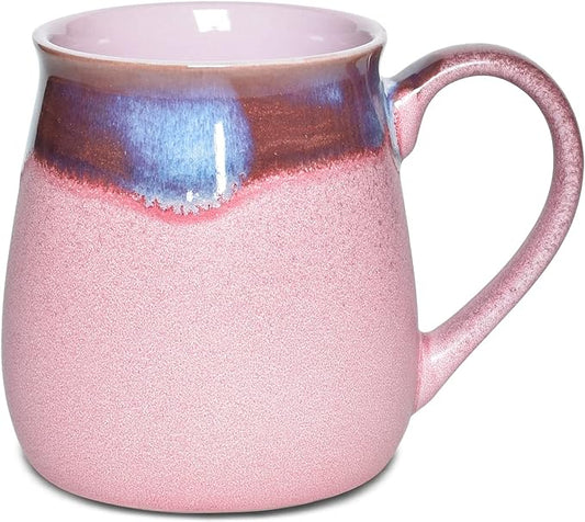 Bosmarlin Large Ceramic Coffee Mug, Pink Big Tea Cup for Office and Home, 21 Oz, Dishwasher and Microwave Safe (Pink, 1)