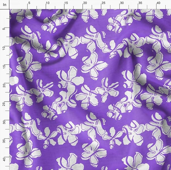 Soimoi Floral Print - Purple, Moss Georgette Fabric Material - 42 Inch Wide, 1 Yard, Unstitched Versatile Fabric for Dresses, Skirts, Blouses, Drapery Projects