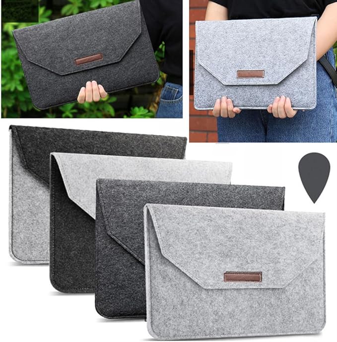 Felt Laptop Bag Laptop Sleeve Tablet Case Ultra Slim Business Carrying Case Protective Bag, Slim Envelope Compatible with Apple MacBook, Acer Dell HP Microsoft Notebook (Dark Gray, 13-inch)
