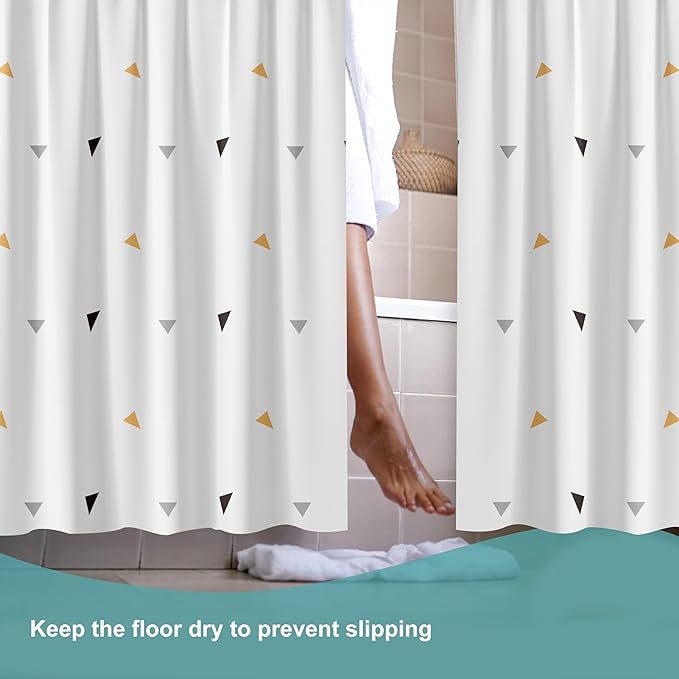 Plastic Shower Curtain Liner, Premium PEVA 6G Color Triangle Shower Curtain, Shower Curtains for Bathroom with 3 Magnetic Weights and Rustproof Grommets (Color Triangle, 72x72 in)
