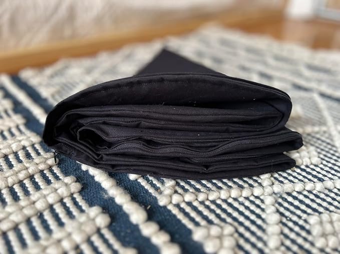 Natural 100% Cotton Canvas Round Dog Bed Cover Eco Friendly Durable Pet Bedding Dog Cushion Covers with Zippers Machine Washable Covers (Black, Large 35 Inches)