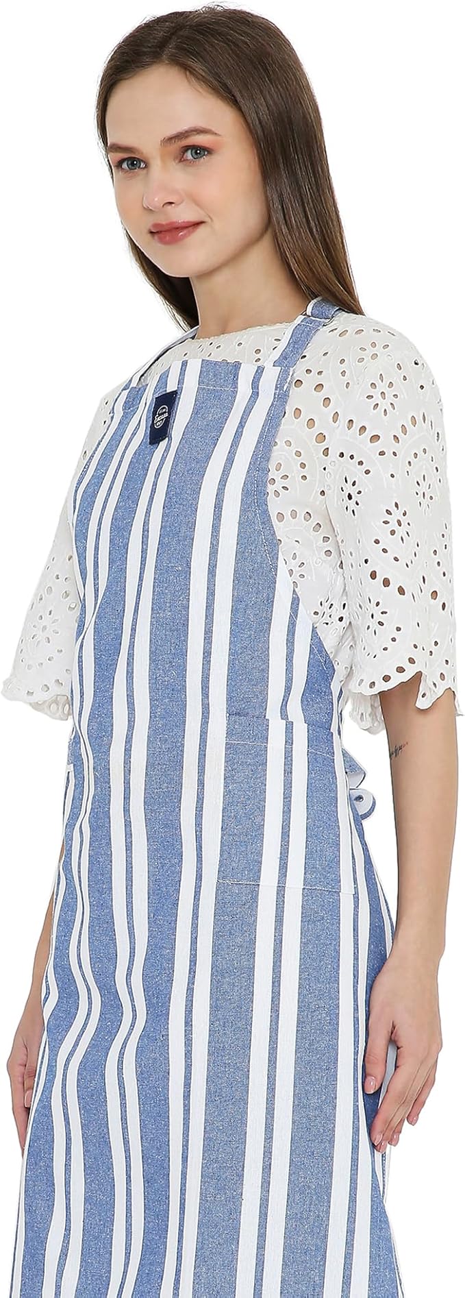 Encasa XO Cotton Kitchen Aprons for Women & Men with Pocket & Towel Loop, Adjustable Neck & Back Strap for Cooking, Baking