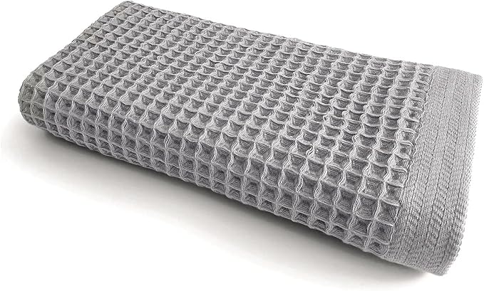 K-25 Waffle Towels for Bathroom, 100% Cotton Quick Dry Towel, Lightweight, Soft K25 Towel (Bath Towel, Frost Gray)