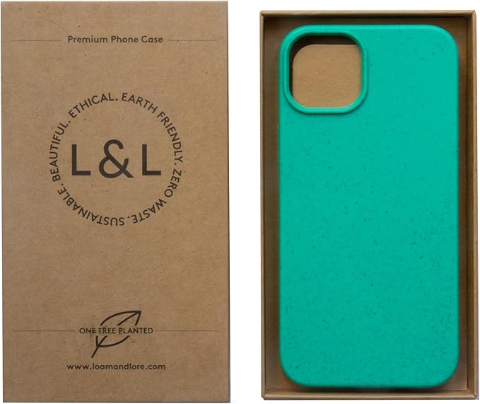 LOAM & LORE Biodegradable Phone Case for iPhone 15 Plus, Plastic Free Eco Friendly Phone Case, Plant Based Compostable iPhone 15 Plus, Premium Zero-Waste Phone Cover (Mint)
