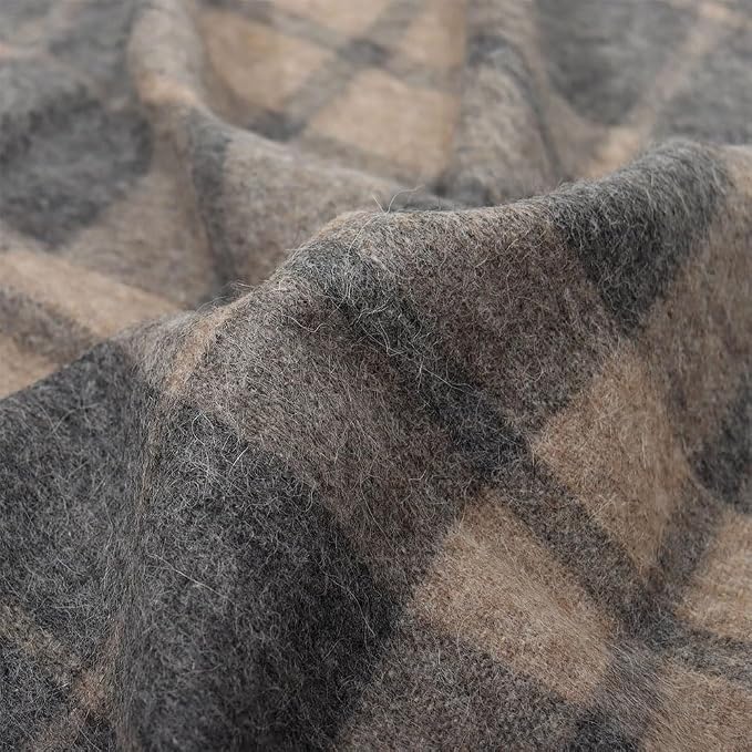 Superfine Alpaca Wool Throw Blanket - Lightweight Alpaca Merino Wool Throw Blankets | Soft Peruvian Alpaca Blanket Wool Blanket Scottish Design 70" x 60" (Grays/Tan)