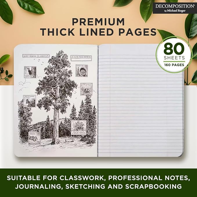 Decomposition Monarch Migration College Ruled Composition Notebook - 9.75 x 7.5 Journal with 160 Lined Pages - Cute Notebooks for School Supplies, Home & Office - 100% Recycled Paper - Made in USA