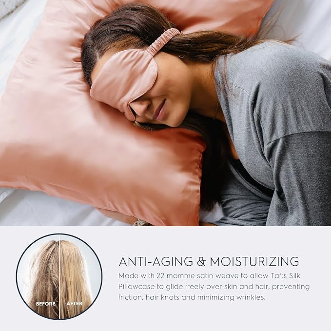 Tafts Silk Pillow Cases - 22mm 100% Pure Mulberry 6A Silk Pillowcase for Hair & Skin with Zipper Closure, Cooling, Natural, Organic, Double Sided Pillow Case (Slate Blue, King 20x36, 1pc)