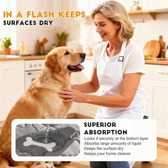 Puppy Pee Pads with Pheromones, Washable Puppy Training Pads for Dogs Reusable Puppy Potty Pads for Dogs and Cats(with Pet Hair Removal Gloves)