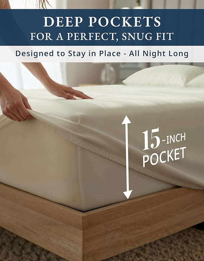 LANE LINEN 100% Egyptian Cotton Extra Long Twin Sheet Set - 1000 Thread Count, Soft & Comfy No Pill Fade Resistant Oeko-Tex Certified sustainably Produced Cotton Sheets XL Twin Sheets- Linen