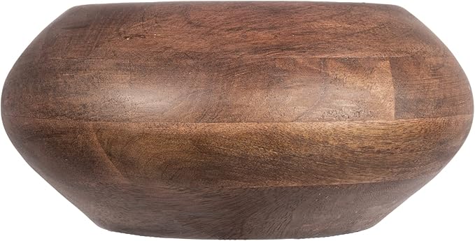 Bloomingville Modern Round Wood Bowl, Walnut Finish