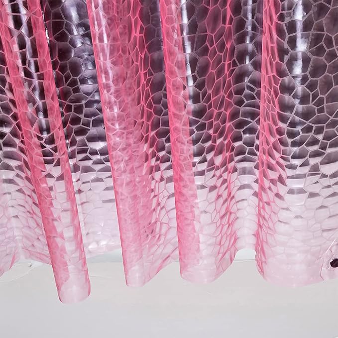 Ga-Geetopia EVA 3D Pink/Magenta Water Cube Plastic Shower Curtain Liner - Premium Light Weight 72" x 72" Bathroom Shower Showroom Curtain Liner with Rustproof Metal Gromments and Weighted Magnet