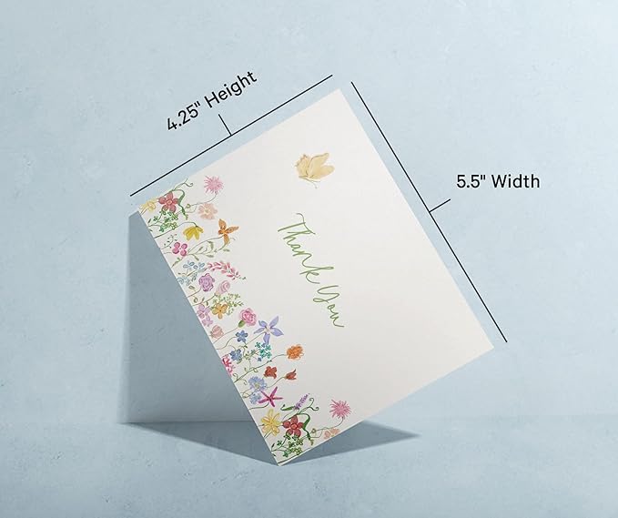 Twigs Quirky Florals Thank You Cards & Notes with Envelopes Set (12 Pack), Thank You Greeting Card, Perfect for Baby Shower, Business & Birthday, & Wedding, Holiday Thank You Cards, Appreciation Gifts