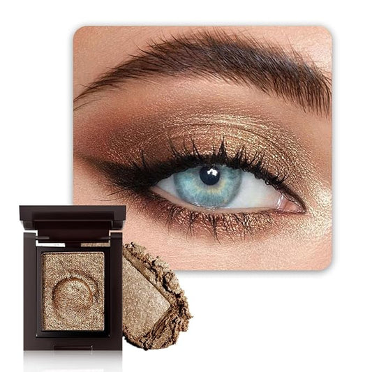Bronze Single Shimmer Glittle Eye shadow Palette Makeup, Single Shimmer Eyeshadow for Older Women, High Pigment Natural Sombras Crema Para Ojos, Talc, Paraben & Cruelty Free (08#Bronze)