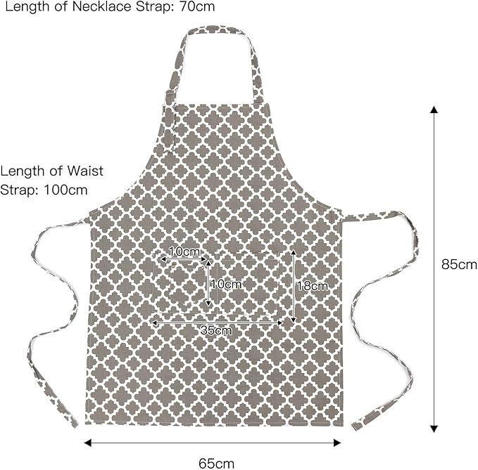 LessMo Kitchen Cooking Aprons with 3 Pockets for Men Women - Cotton Adjustable Professional Grade Chef Apron for Kitchen, BBQ & Grill (Light Gray)