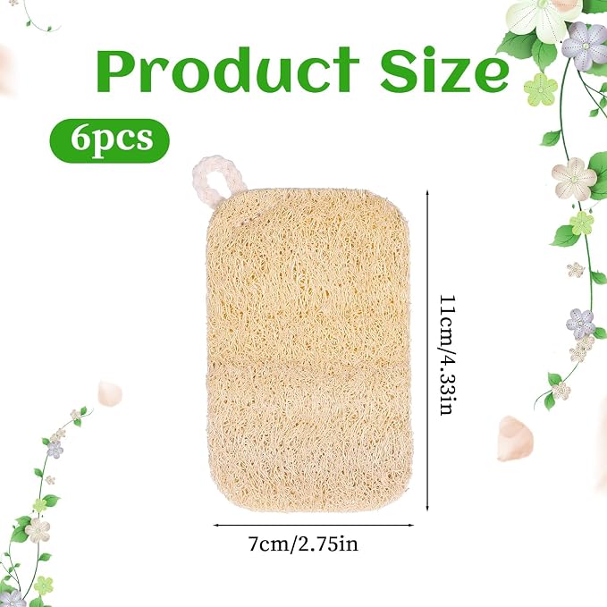 6 PCS Loofah Sponge for Dishes, Loofah Dish Sponge for Kitchen, Compostable Natural Sponges for Dishes