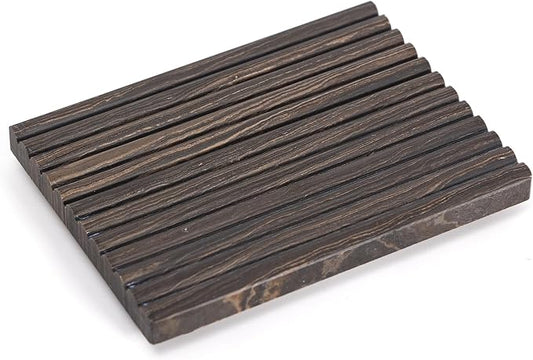 Natural Brown Marble Soap Dish, Rectangular 4.7"x3.5" Brown Stone Bar Soap Holder for Shower, Bathroom Soap Saver with Self Draining Grooves, Modern Marble Soap Tray Sponge Holder, Keep Bars Dry