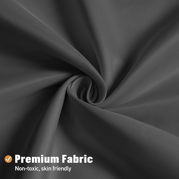 MitoVilla Stall Half Size Shower Curtain Liner, 36 x 72 Inch Fabric Bath Curtain Liner for Modern Hotel, Dark Grey Shower Liners, Washable & Water Repellent