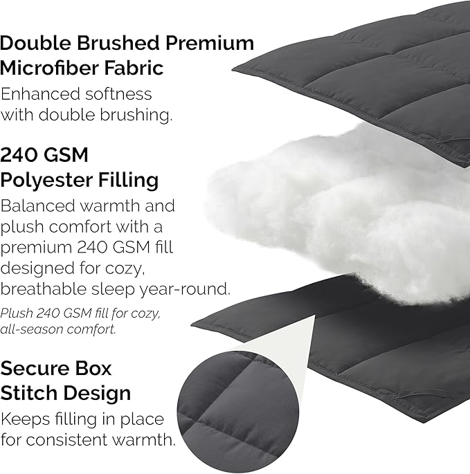 Southshore Fine Living, Inc. Comforter Full Size, Queen Size Duvet Insert for Guest Room, Soft & Fluffy Bedding for Queen Bed, Cozy Down Alternative Comforter Hotel Quality, Slate Grey Comforters
