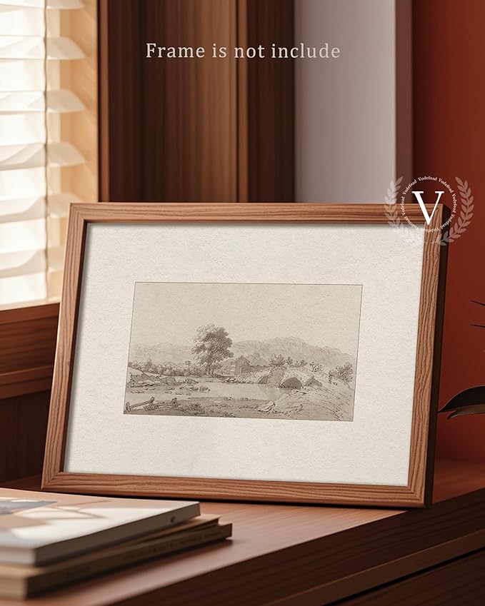 Vodefoad Sketch Landscape Retro Vintage Canvas Wall Art Vintage Neutral Wall Art for Home Decor Farmhouse Tree Landscape Sketch Drawing Wall Decor Rustic Nature Canvas Prints Antique Neutral Landscape Oil Painting Vintage Art Pictures for Bedroom Bathr...
