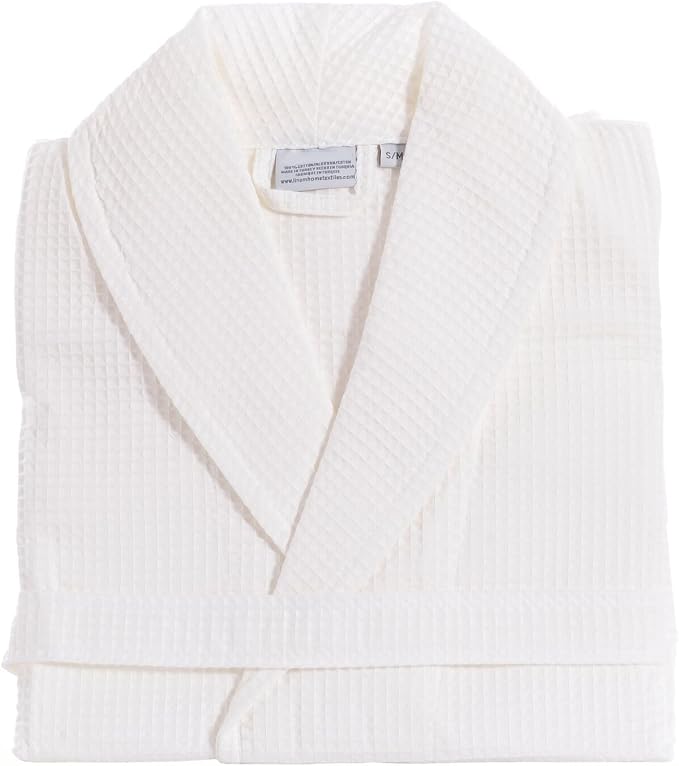 Linum Home Textiles Unisex Waffle Weave Bathrobe Premium 100% Authentic Turkish Cotton Hotel Collection Robe, Large/X-Large, White