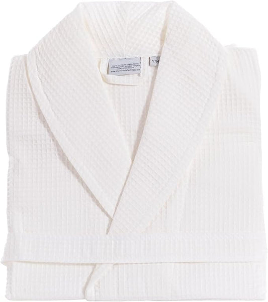 Linum Home Textiles Unisex Waffle Weave Bathrobe Premium 100% Authentic Turkish Cotton Hotel Collection Robe, Large/X-Large, White