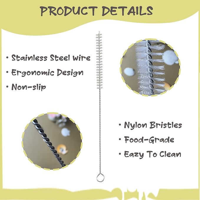 Straw Brush Cleaner for Baby Bottles,Stanley Straw Cleaner Brush 8 inch for 20oz Stanley Mugs, Straw Cleaner Brush Extra Long 12-inch,Straw Cleaner with 304 Stainless Steel Wire(8 Pack).