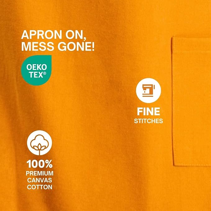 Cotton Canvas Apron for Women & Men – Adjustable Neck Strap & Waist Ties with Pockets