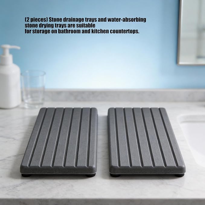 Multipurpose Diatomite Tray for Cosmetics Sponge Soap Dishes Quick Dry Stone Plate Space Saving Organizers Water Absorption Stone Tray