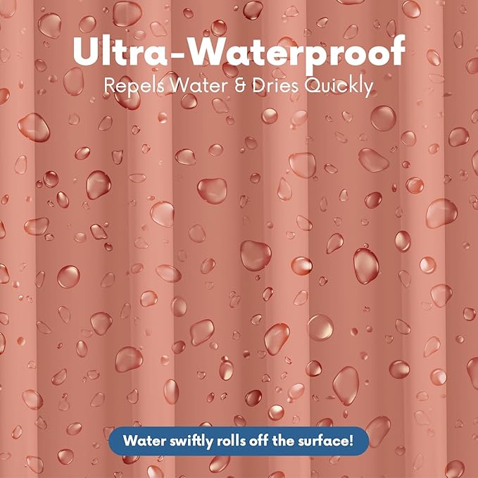 No Smell Shower Curtain Liner 72x72 Peach - PEVA Plastic Shower Curtain for Bathroom, PVC-Free Waterproof Peach Shower Liner with Metal Grommets and Magnet-Weighted Bottom Hem - Washable Liner