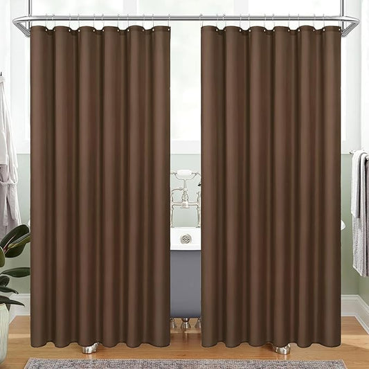 MitoVilla 2 Pack Brown Fabric Shower Curtain Liner - 72" W x 72" H, Simple Shower Curtain or Liner for Modern Neutral Hotel Bathroom Decor, Waterproof Cloth & Machine Washable