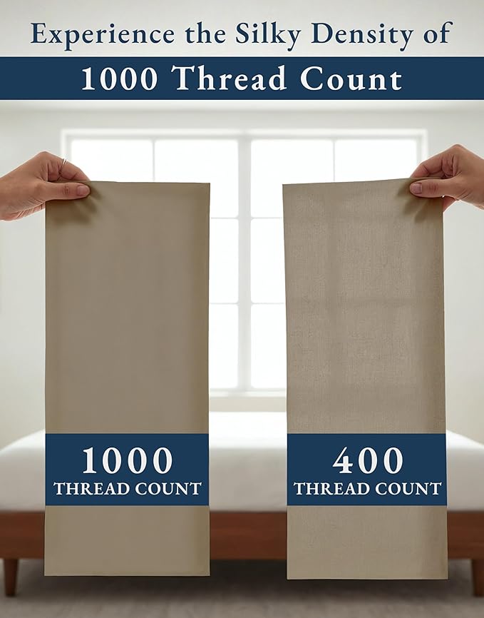 LANE LINEN Luxury 100% Egyptian Cotton Sheets Cal King Sheet Set - 1000 Thread Count, Eo Friendly Oeko-Tex Certified No Pill Fade Resistant Fully Elasticized Machine Washable Cooling Bed Sheet -Taupe