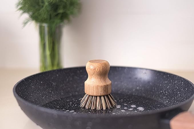 ECOLULU Natural Bamboo Dish Brush Plant Based Bristles | 3 Pack Wooden Dish Brush | Bamboo Scrub Brush for Cleaning Dishes, Pots, Pans and Vegetables | Biodegradable Eco Friendly Products