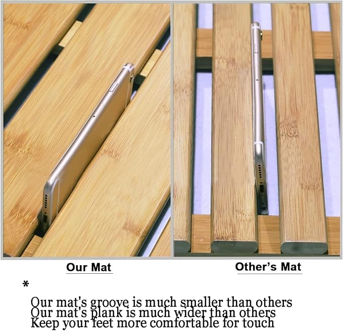 Wooden Bamboo Bath,Natural Wooden Shower Mat,Bamboo Wood Bath Mats for Bathroom,Non Slip Bathmat, Wooden Rug for Shower Tub Spa and Sauna Floors,for Indoor Outdoor,75x90cm/30x36in
