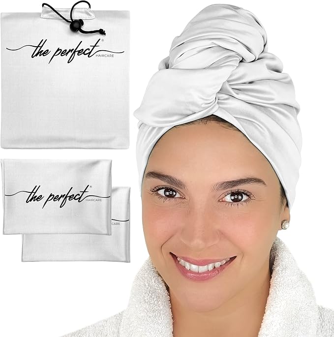 THE PERFECT HAIRCARE Microfiber Hair Plopping Towel Set – Super Absorbent Anti-Frizz Hair Drying Wrap + 2 Curl Scrunching Towels – Fast Drying, Lightweight Wrap for Women, Girls & All Hair Types