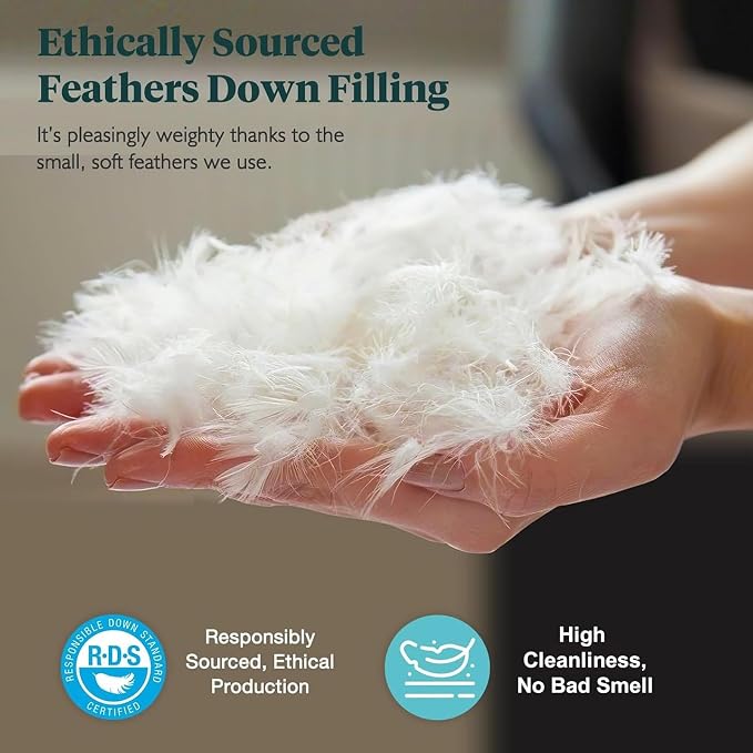 Feathers & Down Comforter, Organic Duvet Insert, 100% Cotton Shell, Ethically-sourced Feathers and Down Filler, All Season Warm, Oversized King Size, White