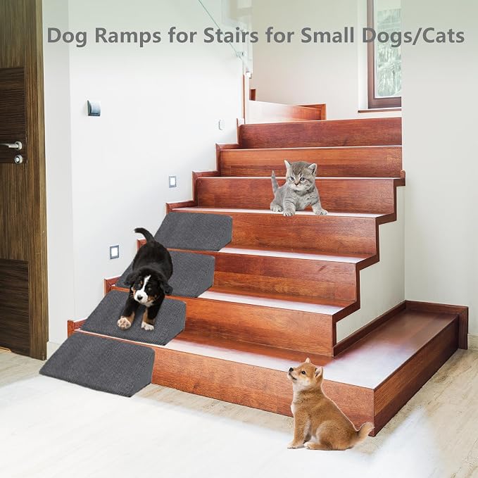 Dog Stairs for High Beds 30-33 inches Tall, 7-Step Pet Stairs/Steps for Small Large Dogs, 30D Foam Pet Steps/Ramp/Ladder for High Bedsides, with 4pcs Dog Ramp for Stairs, Dark Grey