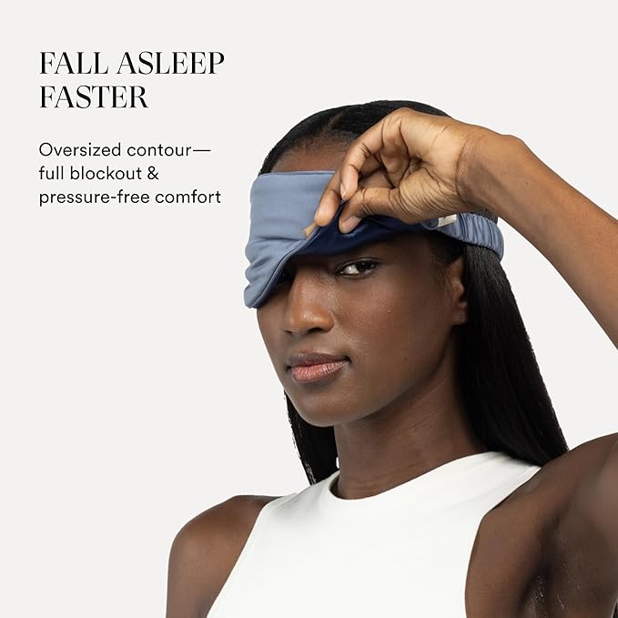Clementine Mulberry Silk Sleep Mask | Full Blackout Contoured Eye Mask for Sleeping | Organic & Non-Toxic | Oversized Night Blindfold | Hypoallergenic & Frizz-Free Eye Cover for Deep Sleep