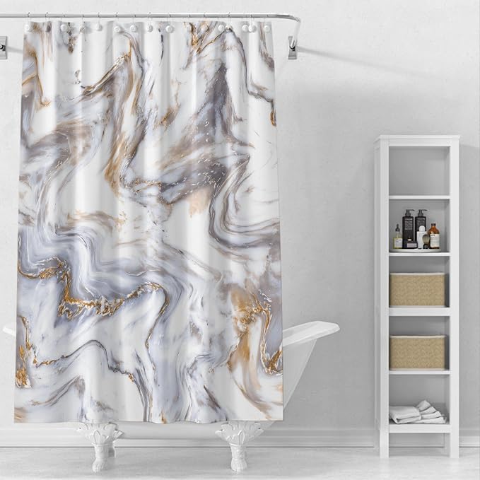 Plastic Shower Liner - Premium EVA 5G Shower Curtain Liner with Rustproof Grommets and 3 Weighted Magnets, Waterproof Shower Curtains for Bathroom (Marble, 72" x 72")