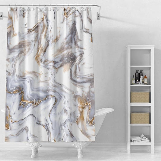 Plastic Shower Liner - Premium EVA 5G Shower Curtain Liner with Rustproof Grommets and 3 Weighted Magnets, Waterproof Shower Curtains for Bathroom (Marble, 72" x 72")