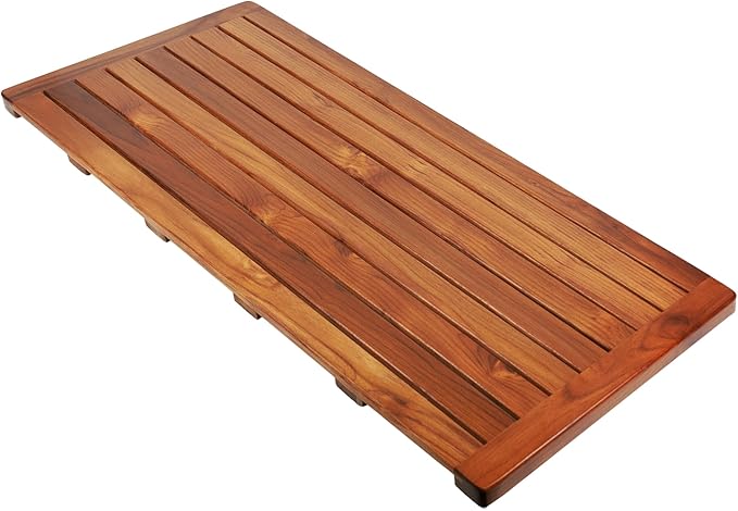 Utoplike Teak Bath Mat, Shower Mat Wood for Bathroom, (40"x18") Wooden Floor Mat Extra Large for Spa Home or Outdoor