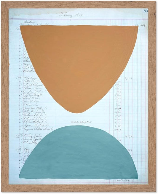 Monem Art Abstract Ledger Paper Geometric Print - Modernist Organic Shapes Art Poster - Wall Decor for Office, Living Room or Studio - 16x20 Beige Framed Wall Art by Renee Stramel