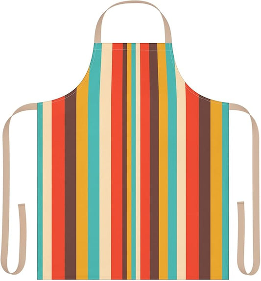 Retro Vertical Stripes Apron | Colorful Kitchen Stripe Apron