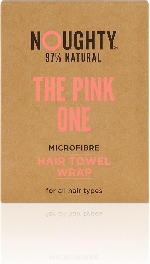 Noughty 97% Natural Pink Microfibre Hair Towel, Hair Towel Wrap Quickly Absorbs Moisture, Reduces Breakage, Combats Frizz, Pink