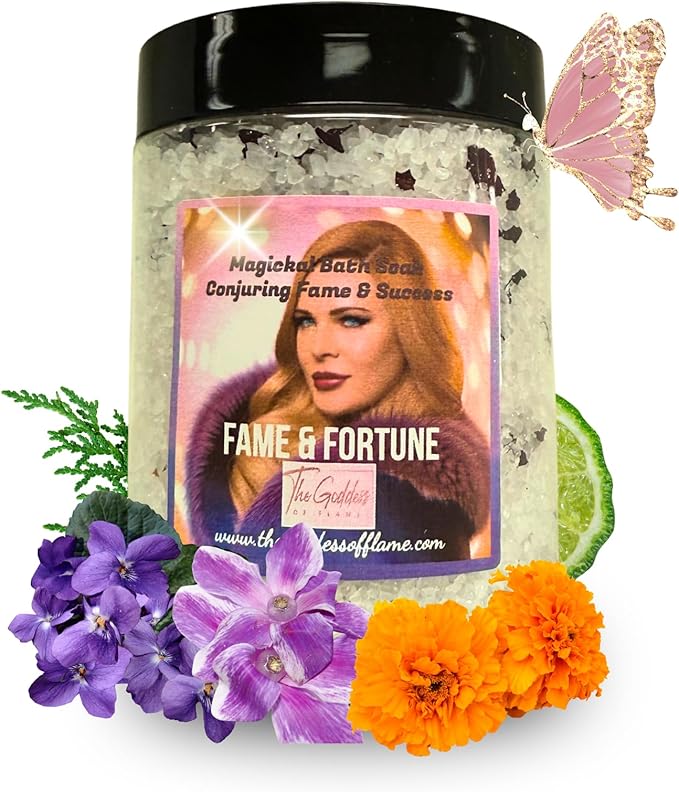 Fame & Fortune Bath Salts – Dead Sea Salt Bath Soak for Abundance, Self Care, Spiritual Cleansing & Ritual Use 12oz
