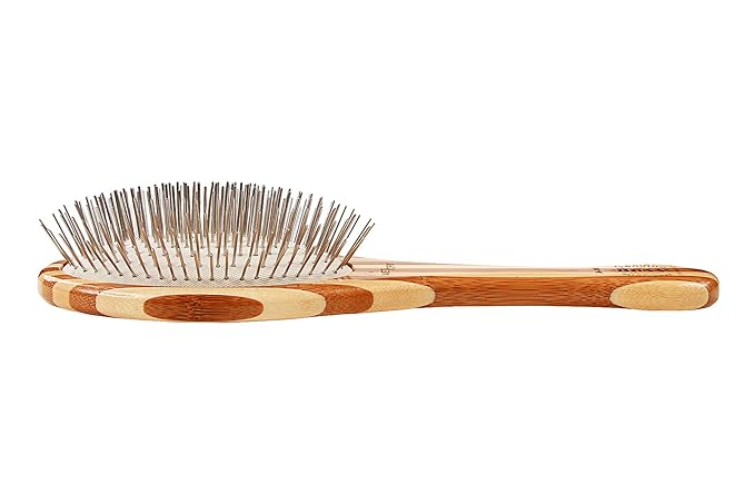 Bass Brushes | Style & Detangle Pet Brush | Alloy Pin | Bamboo Handle | Large Oval | Striped Finish | Model A10-SB