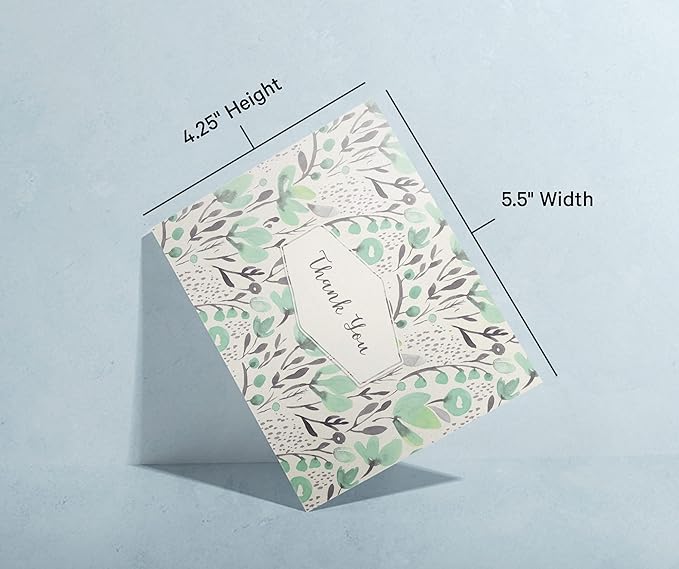Twigs Paper Thank You Card Set - 12 Assorted Greeting Cards For All Occasions - Thank You Cards with Envelopes - Appreciation Cards - Eco Friendly - Made In USA - 5.5 x 4.25 Inch Size - Floral Themed
