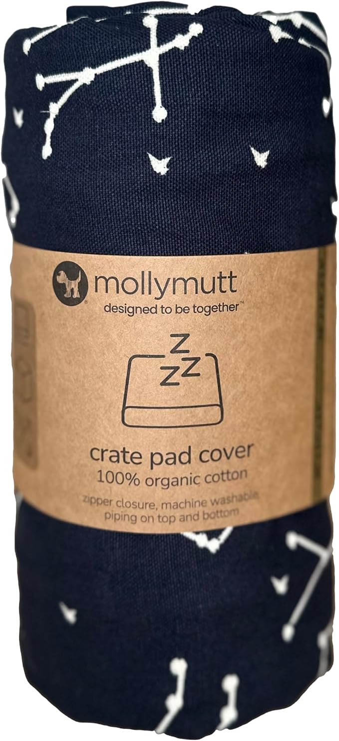 Molly Mutt Dog Crate Pad Cover, 100% Cotton Canvas Cover for Dog or Puppy Crate Bed, Durable, Washable, and Free of Harmful Chemicals, Pre-Shrunk, 30"x21"x2.5", Rocketman